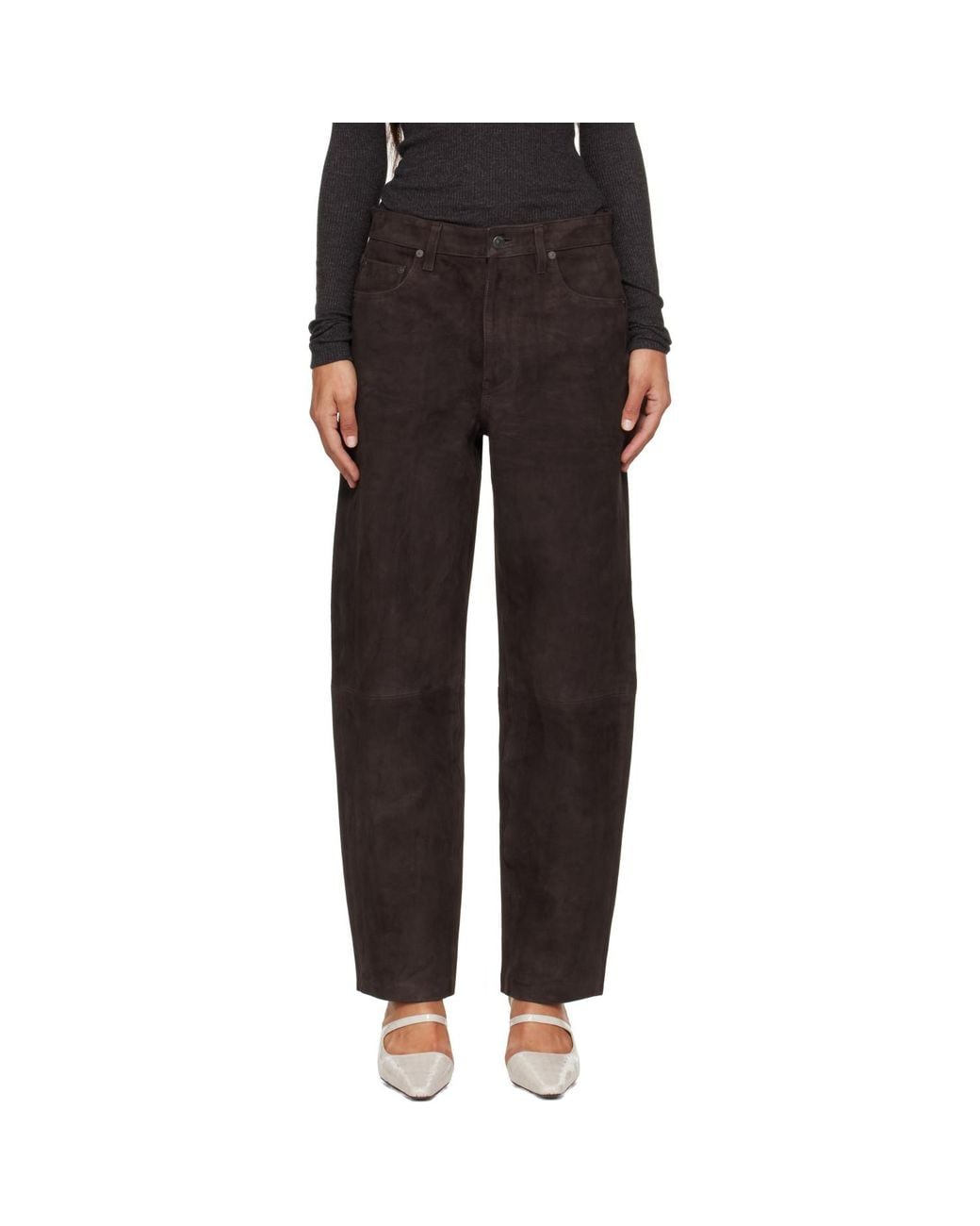 Citizens of Humanity Black Miro Relaxed Suede Pants