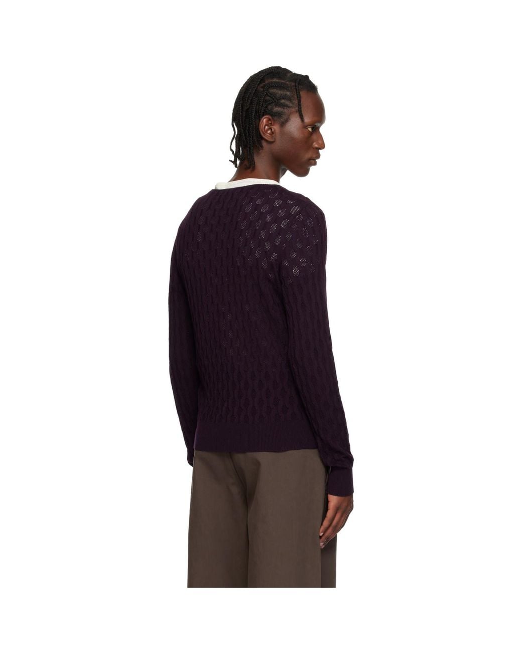 Dries Van Noten Blue Open-Knit Sweater for men