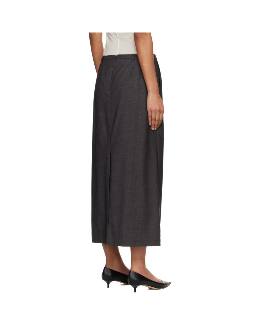DUNST Black H-Line Striped Maxi Skirt