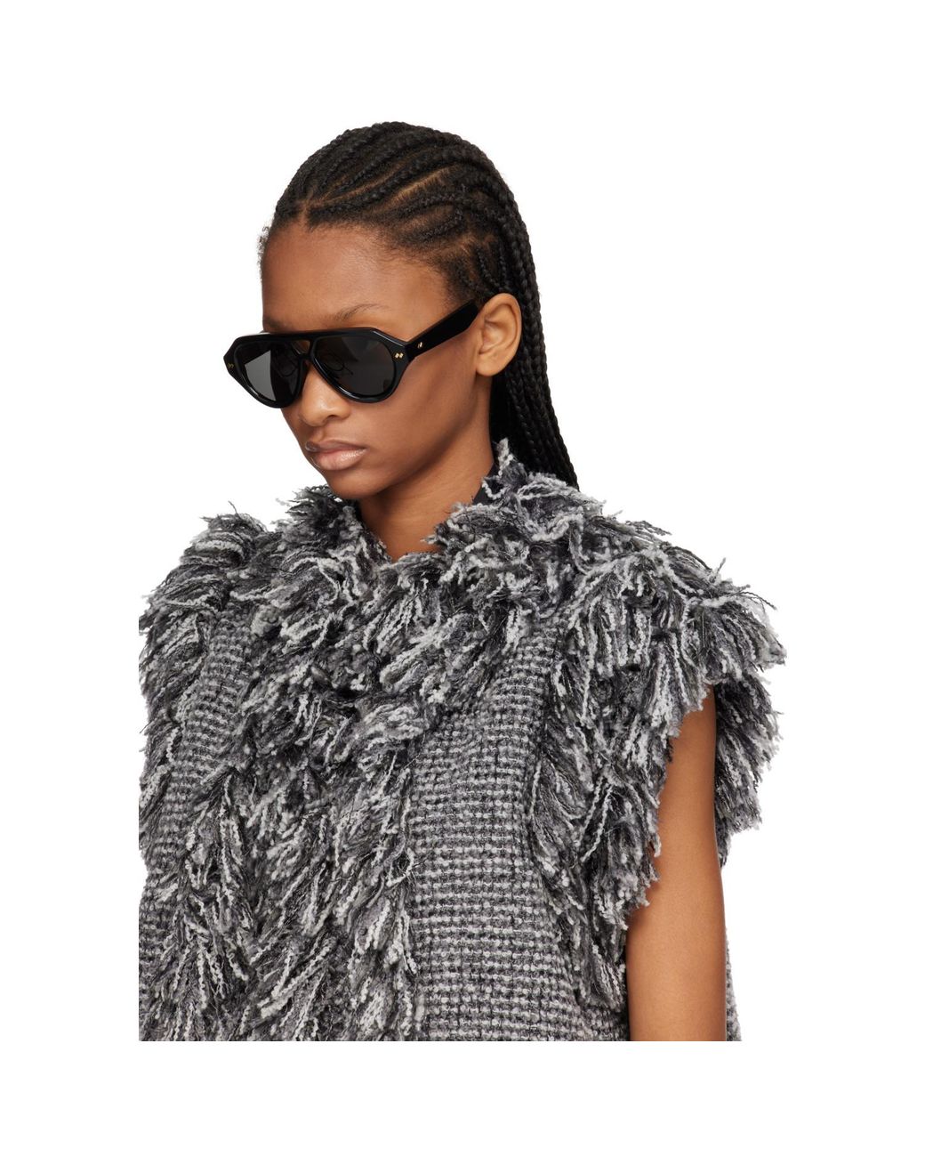 Bottega Veneta Gray Dizzy Aviator Sunglasses