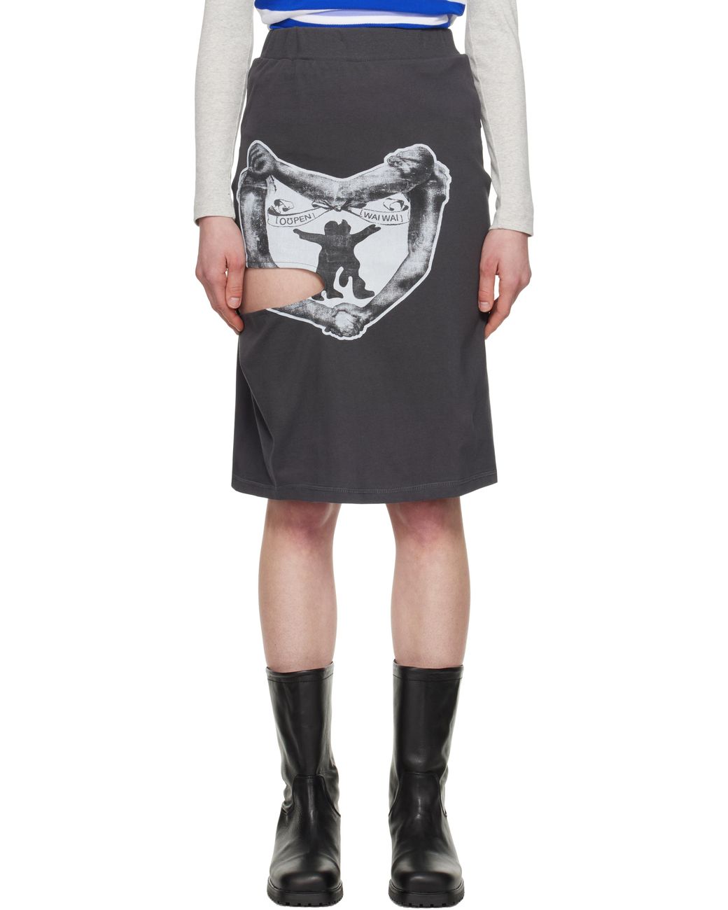 【OPEN YY】YY HUG & HEART CUTOUT SKIRT ★追跡可能★ OPEN YY】YY HUG&HEART CUTOUT SKIRT - black - | loop