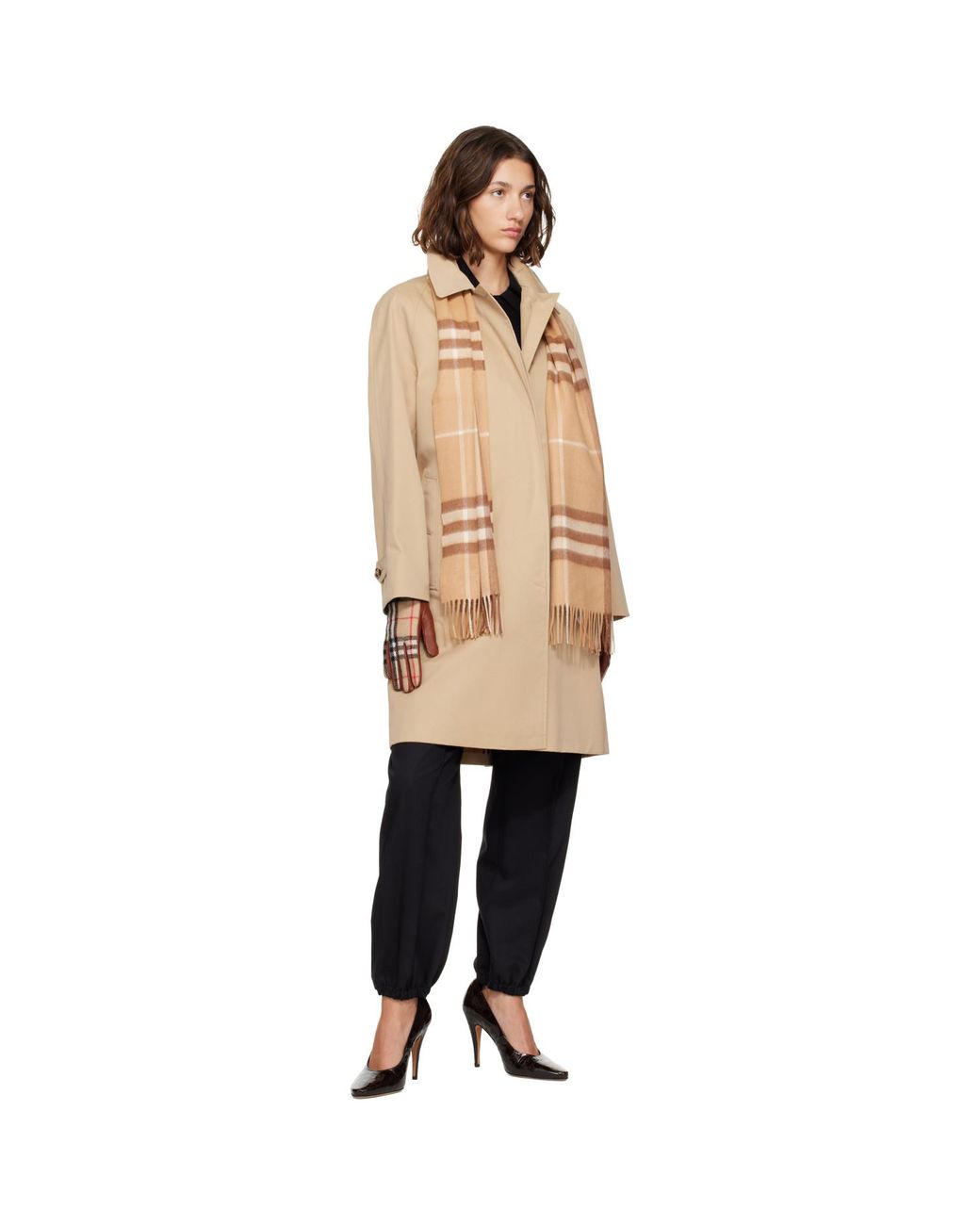 Burberry Brown Check Wool Gloves