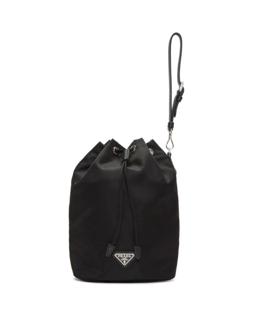 Prada black discount nylon bucket bag