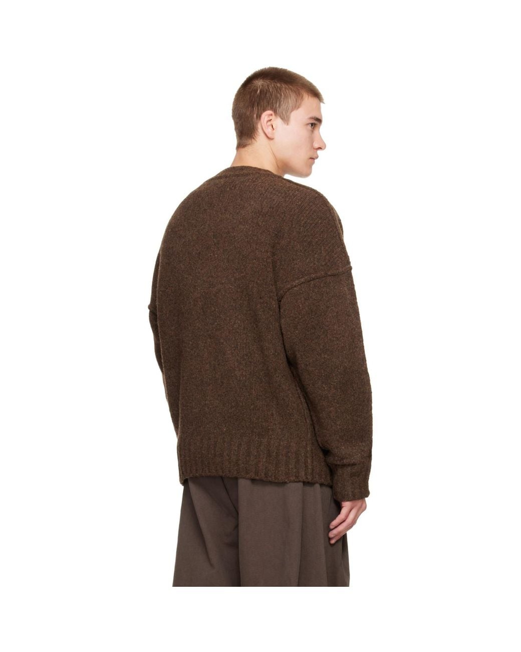 Seventh Brown Wool Knit Crewneck Sweater for men