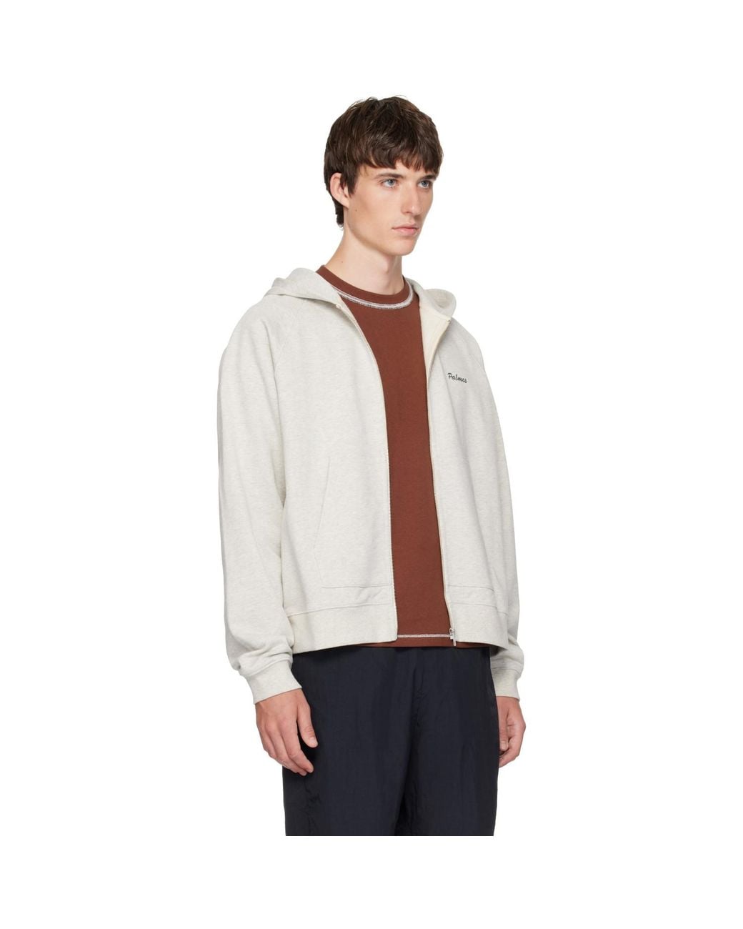 Palmes Red Logo Zip Hoodie for men