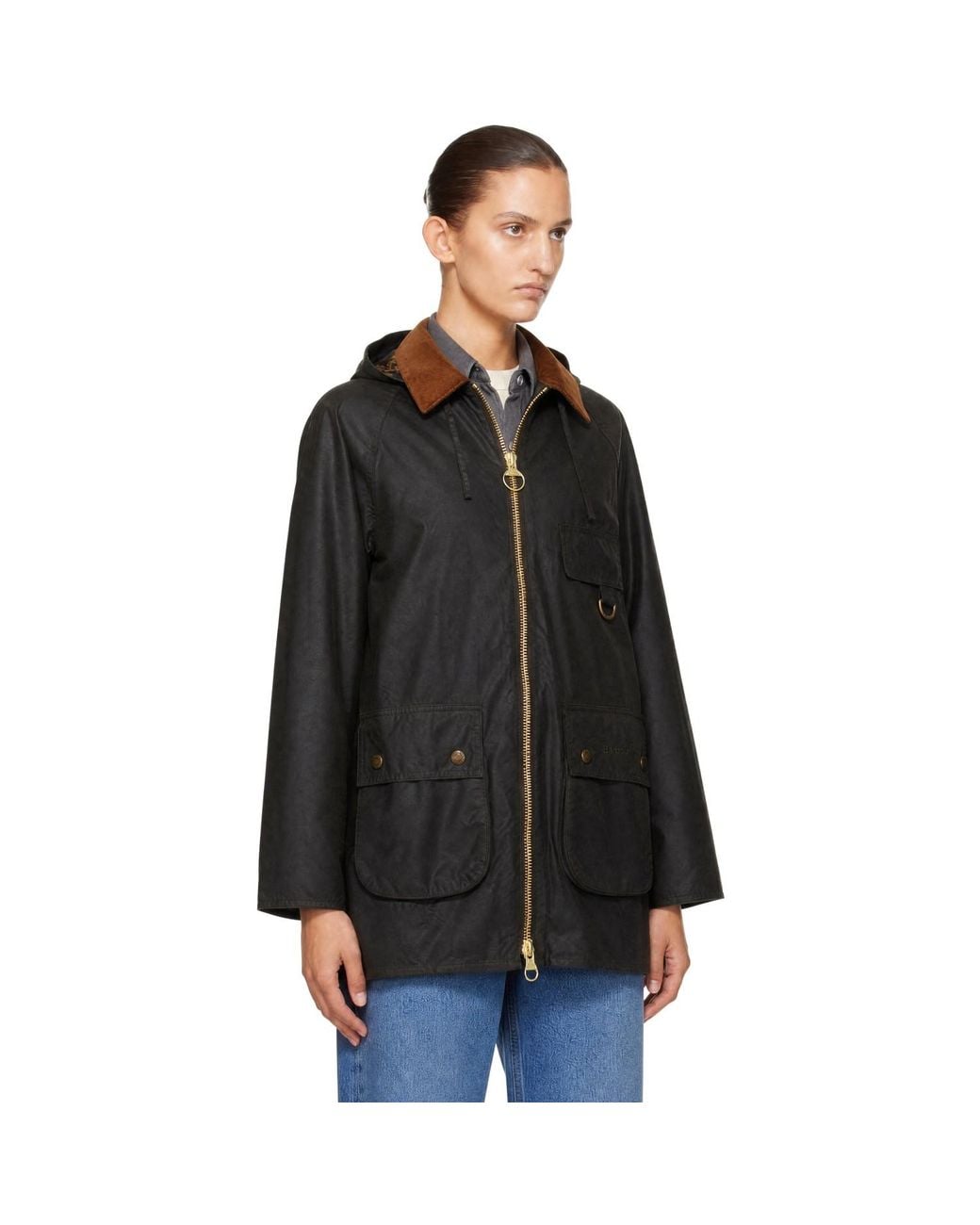 Barbour Black Khaki Highclere Waxed Jacket