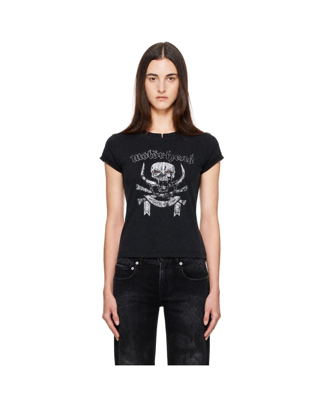 Vetements Black Motorhead Edition Skull Cut-Up Fitted T-Shirt