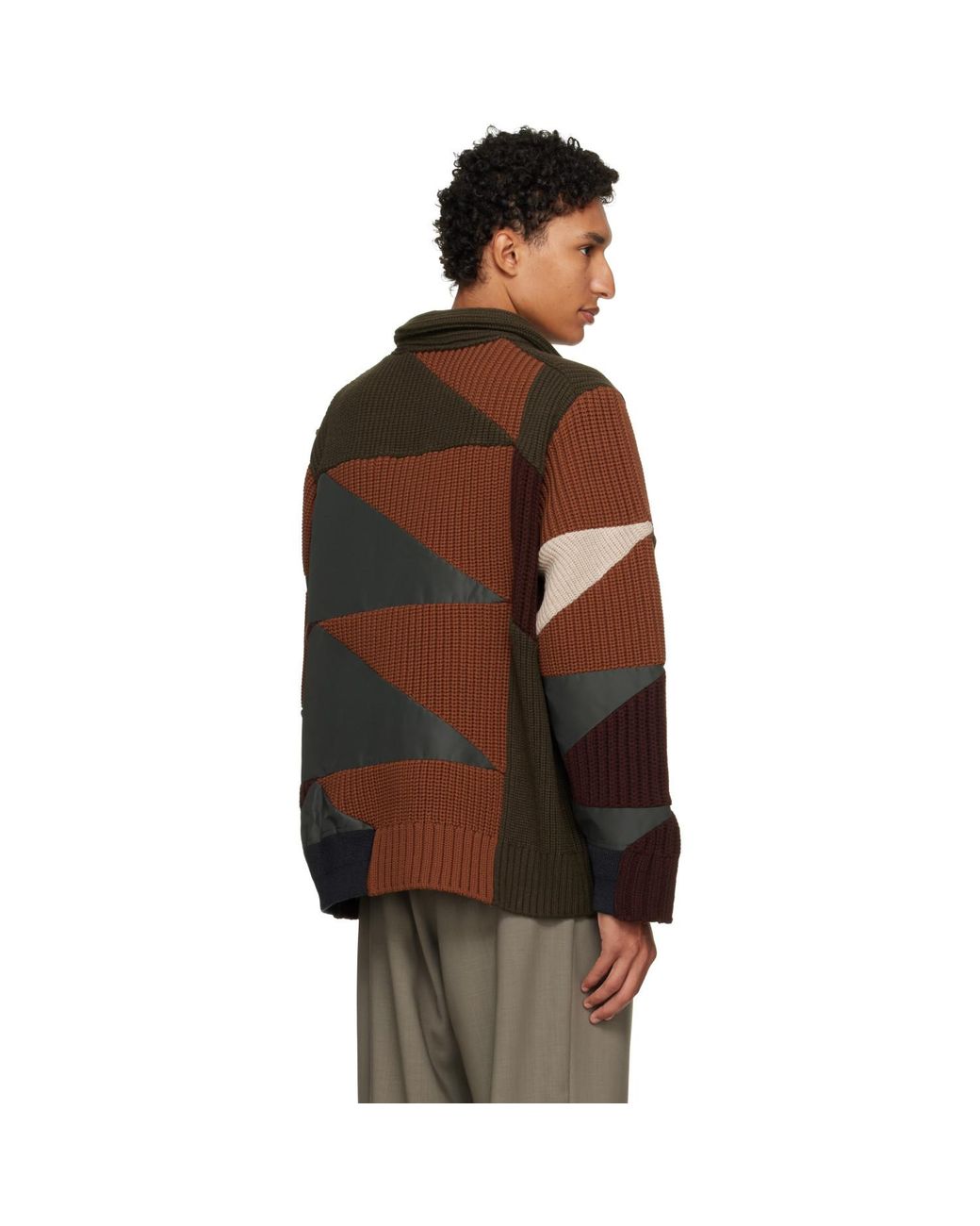 Sacai Brown Khaki & A.P.C. Edition Quilts Knit Blouson Jacket for men