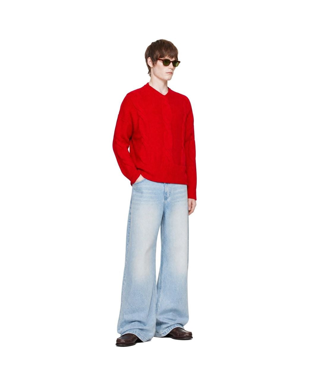 Cordera Red Wool Braided Sweater for men
