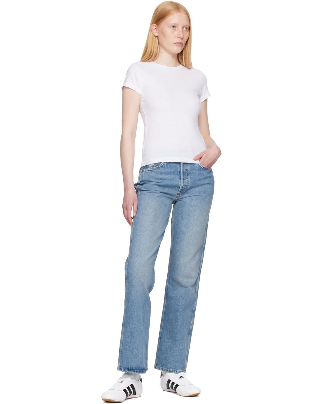 Re/done ブルー ハイウエスト ルーズジーンズ Blue