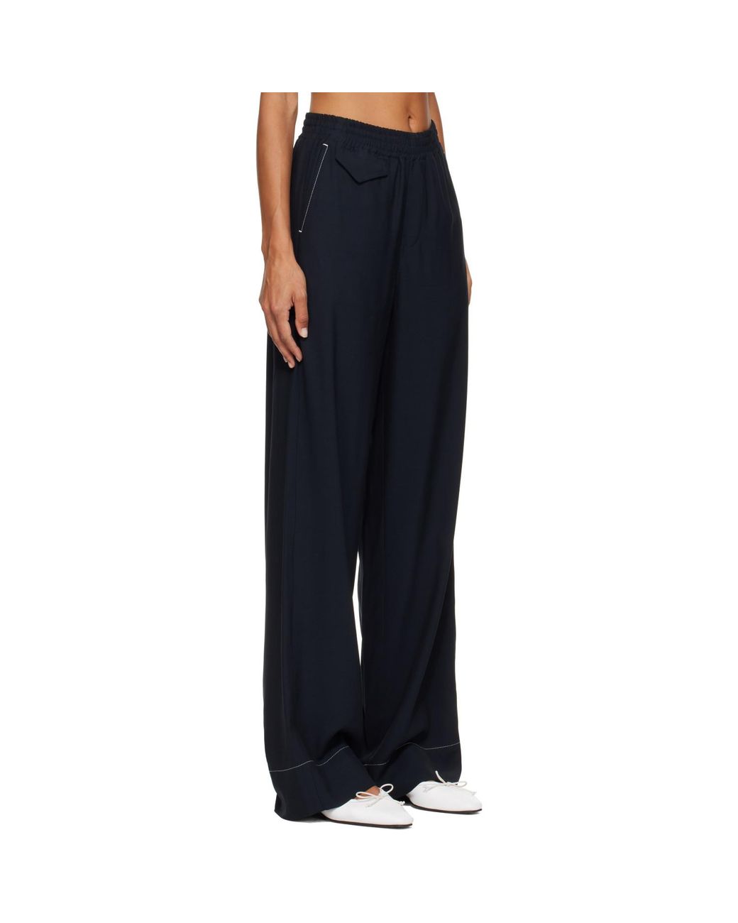 A.P.C. Blue Topstitched Trousers
