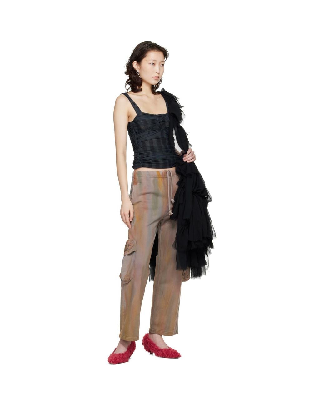 Collina Strada Black Hand-Dyed Cargo Sweatpants