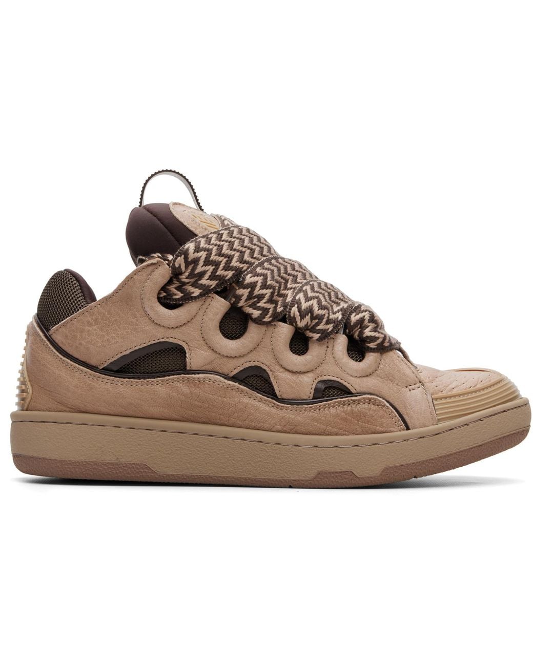Lanvin Brown Curb Dino-Effect Leather Sneakers for men