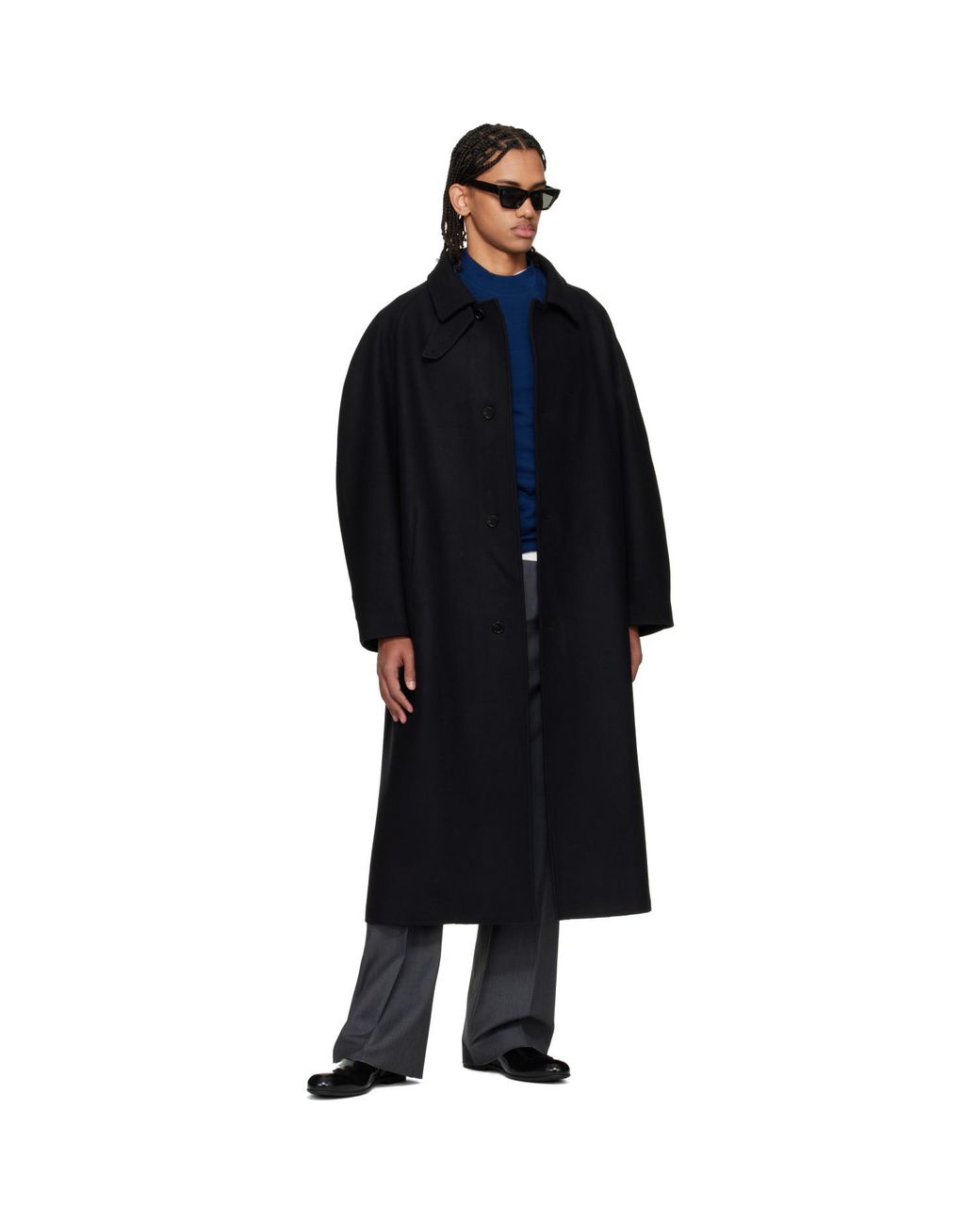 Jil Sander Black Felt Wool Coat for men