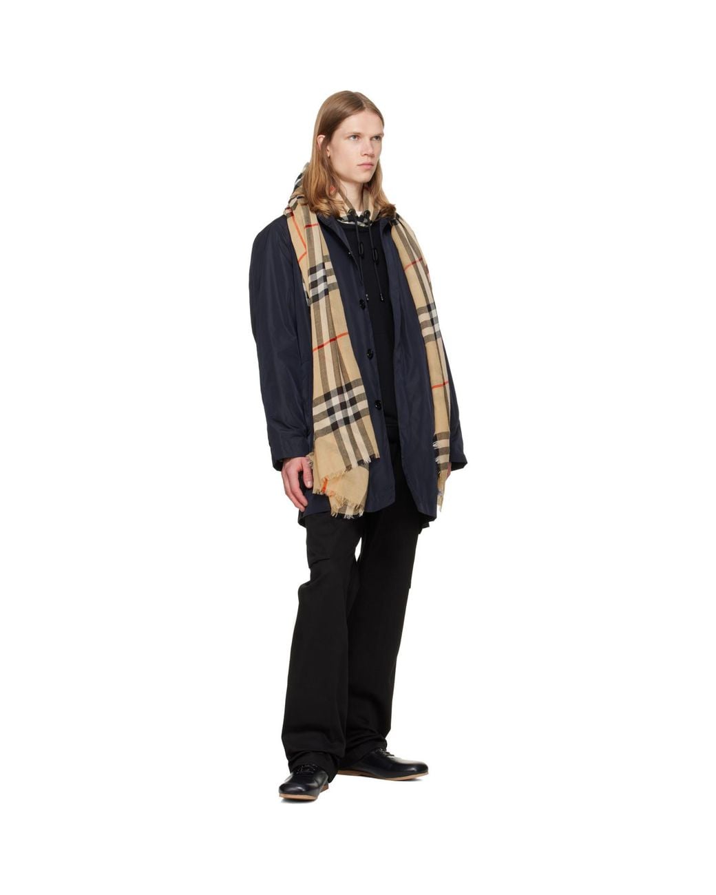 Burberry Green Check Wool Scarf for men
