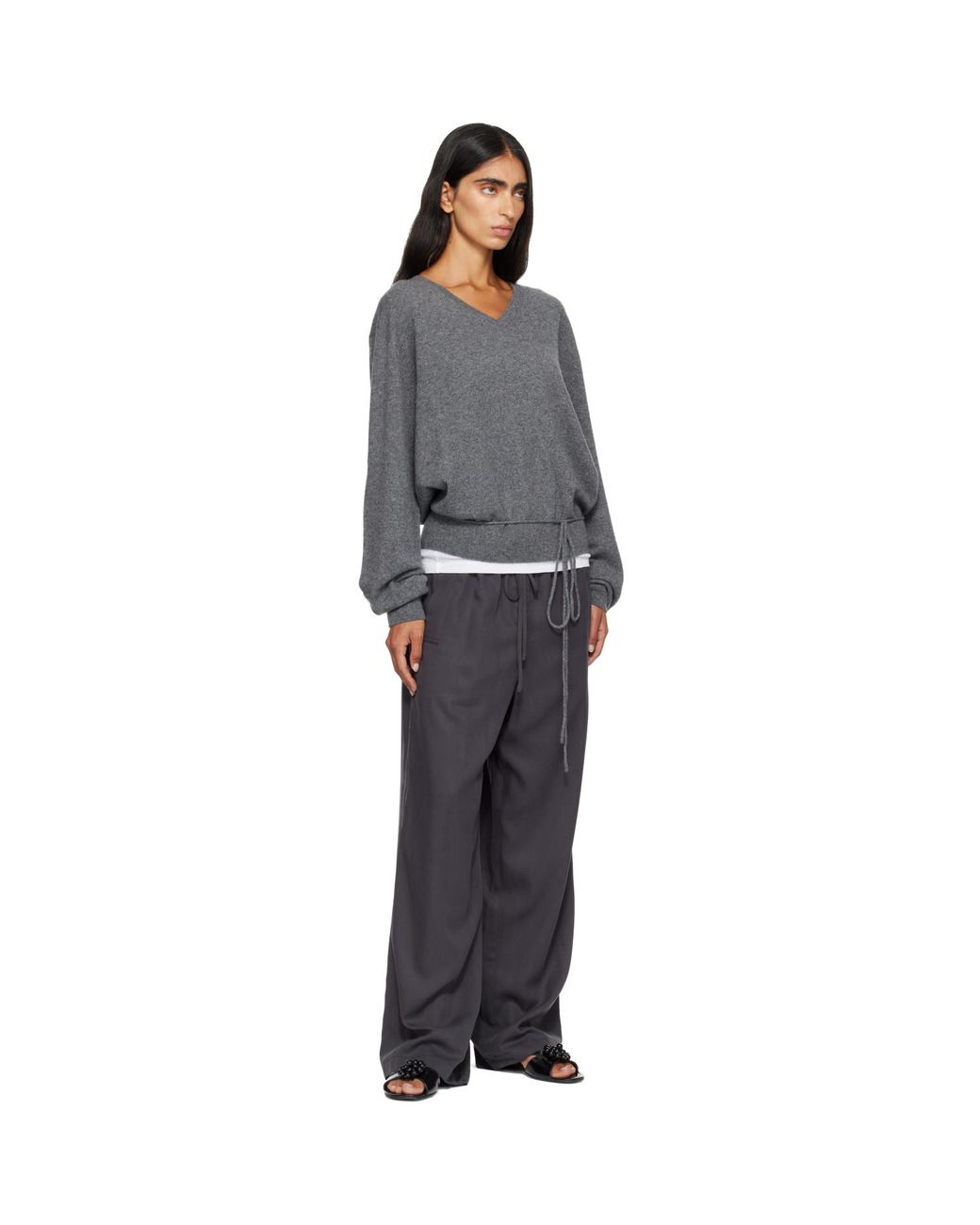 LE17SEPTEMBRE Gray Silky Drawstring Trousers