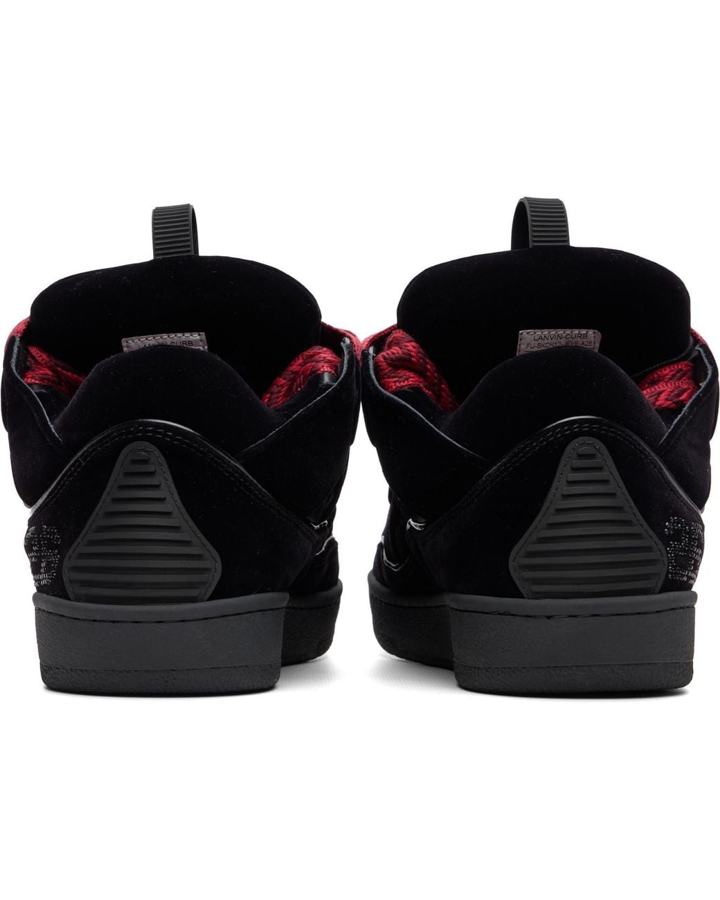 Lanvin Black Curb Velvet Sneakers for men