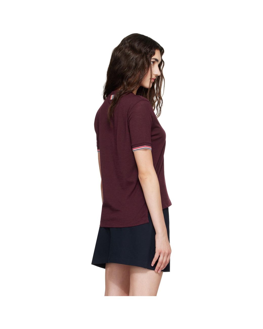 Thom Browne Purple Burgundy Rib Cuff Rwb Tipping Wool Jersey T-Shirt