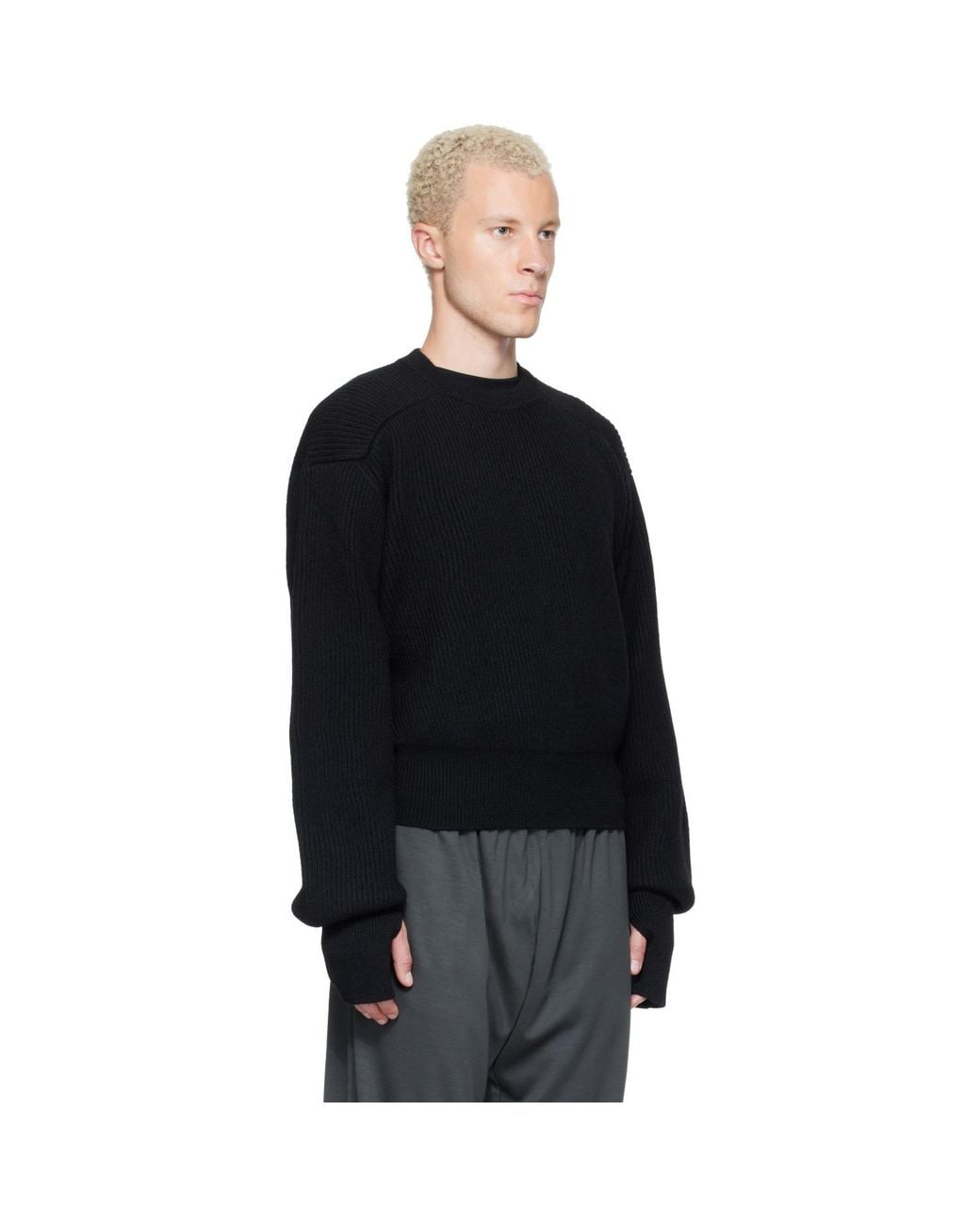 Rier Black Roundneck Utility Sweater for men