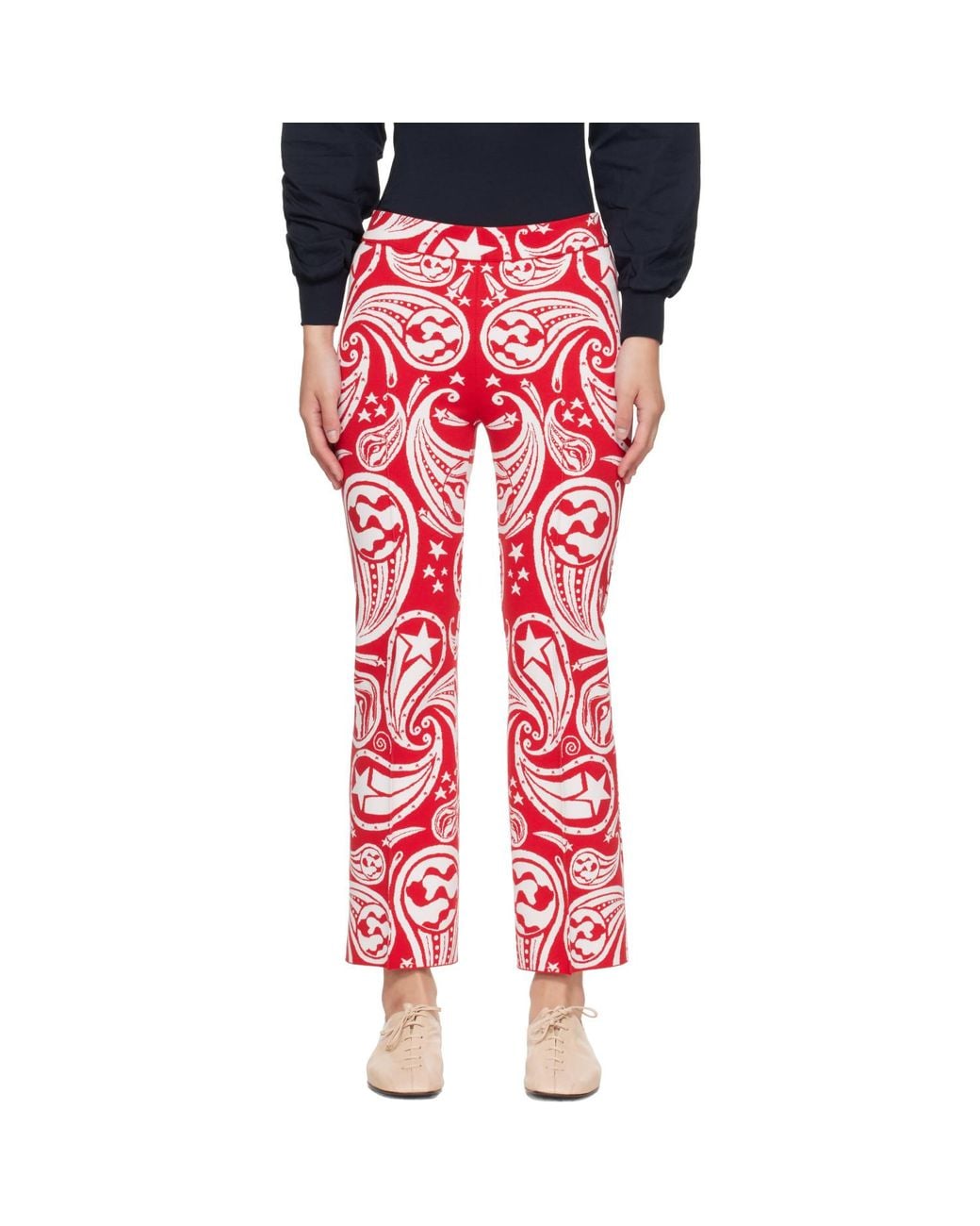 High Sport Red Cosmic Paisley Kick Trousers
