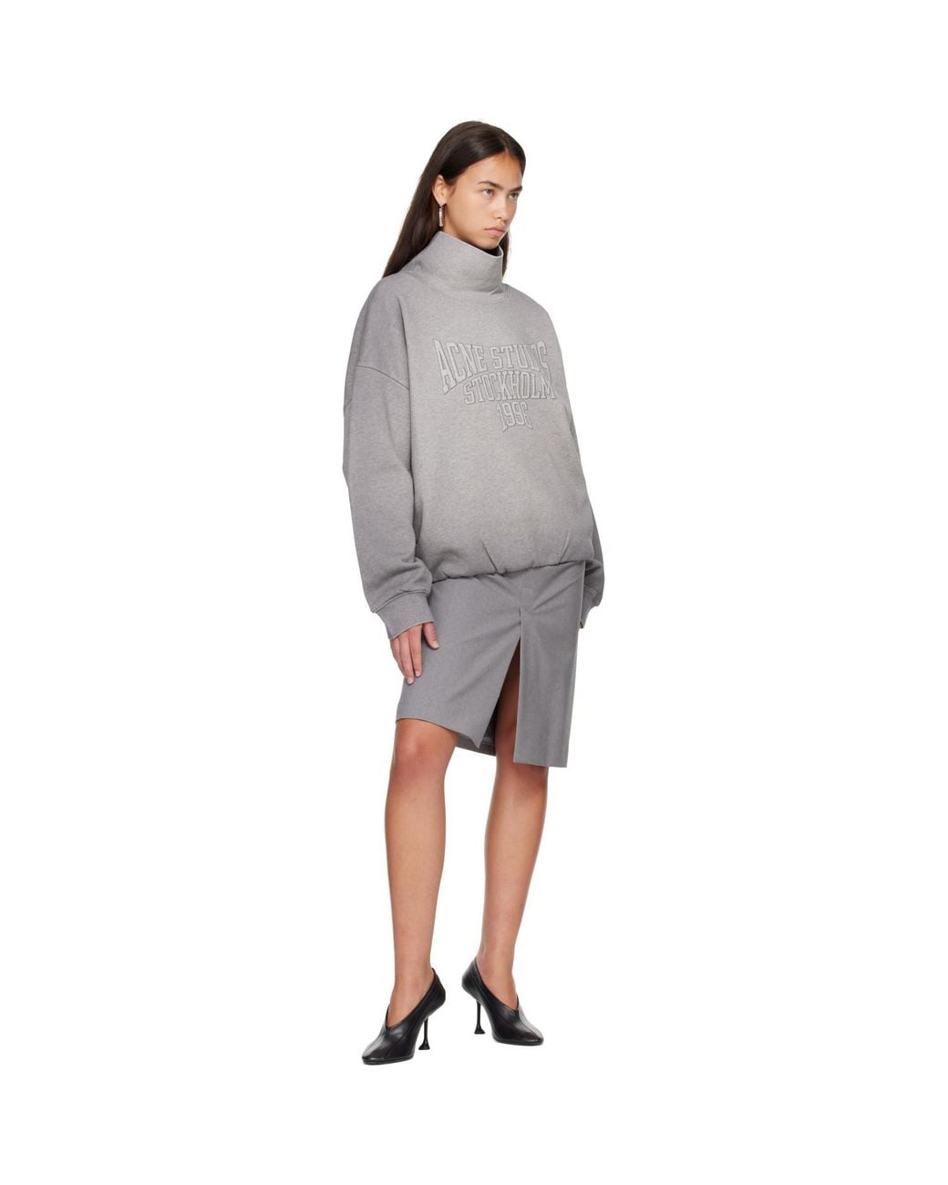 Acne Gray Fleece Logo Sweatshirt