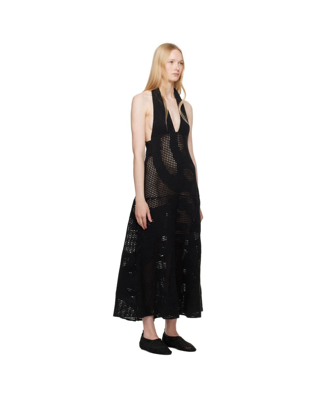 Nanushka Black Fotini Midi Dress