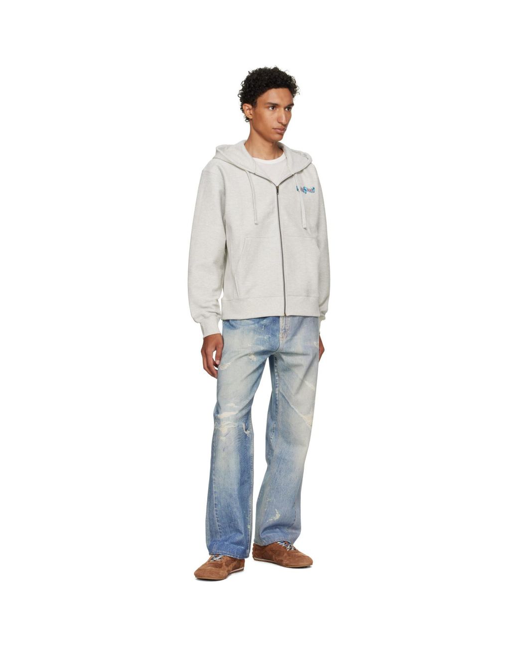 KENZO Gray Paris Jumping Tiger' Zip Up Hoodie for men