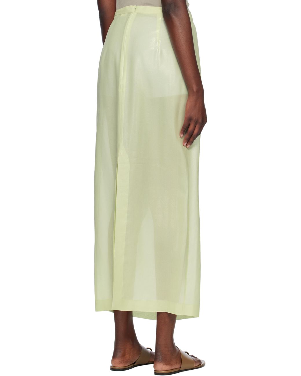 【AURALEE】FOIL PRINTED SILK LAWN SKIRT Auralee Foil Printed Silk Lawn Skirt in Pale Green Curated