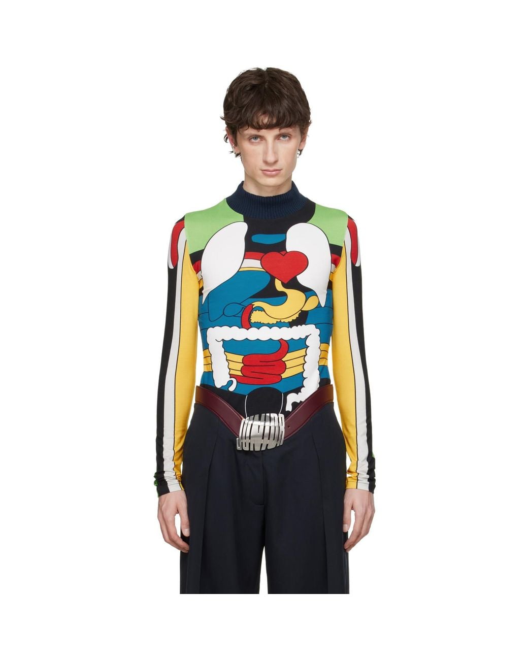 Jean Paul Gaultier Black 'The Body Map Organ' Top for men