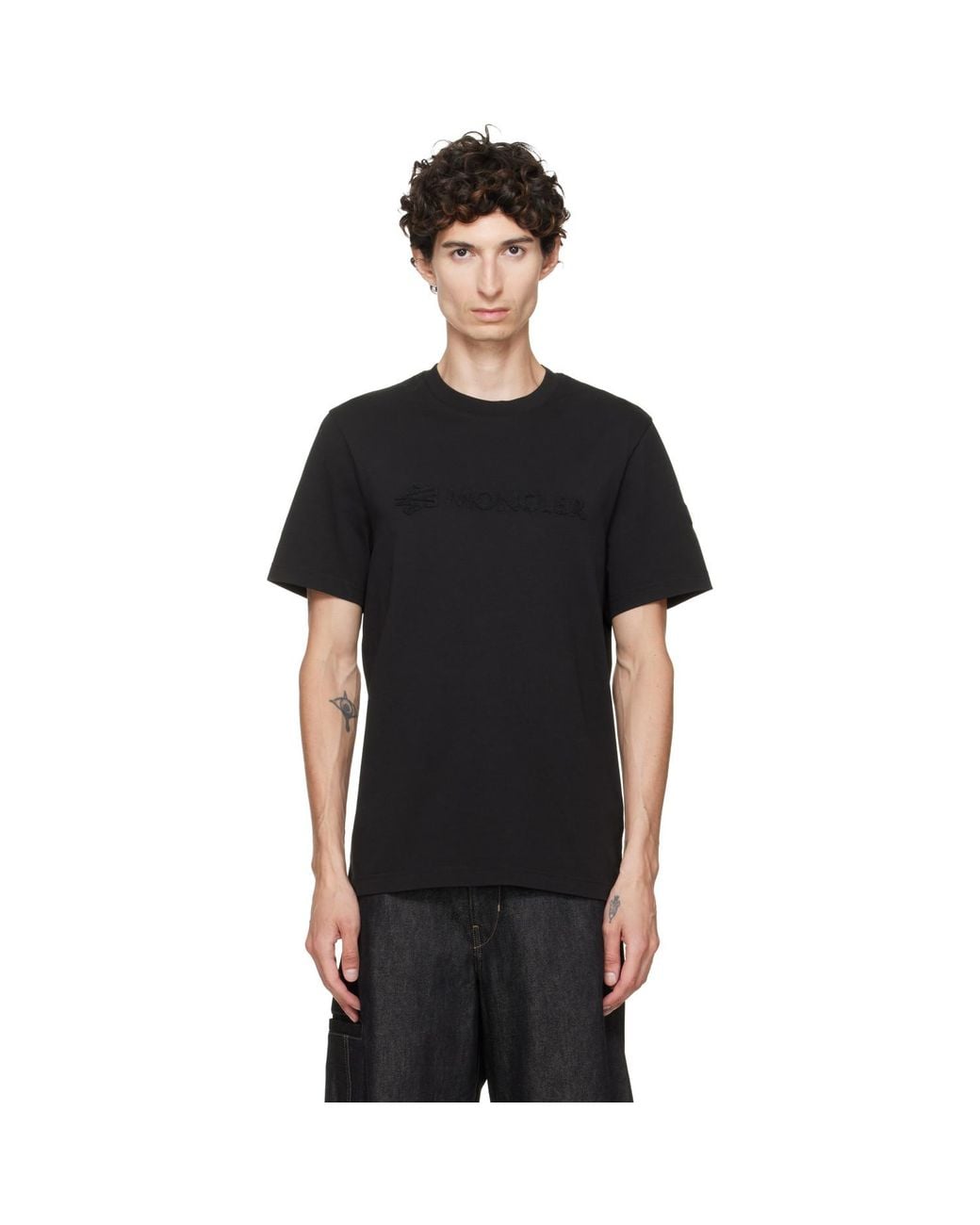 Moncler Black Logo Cotton T-Shirt for men