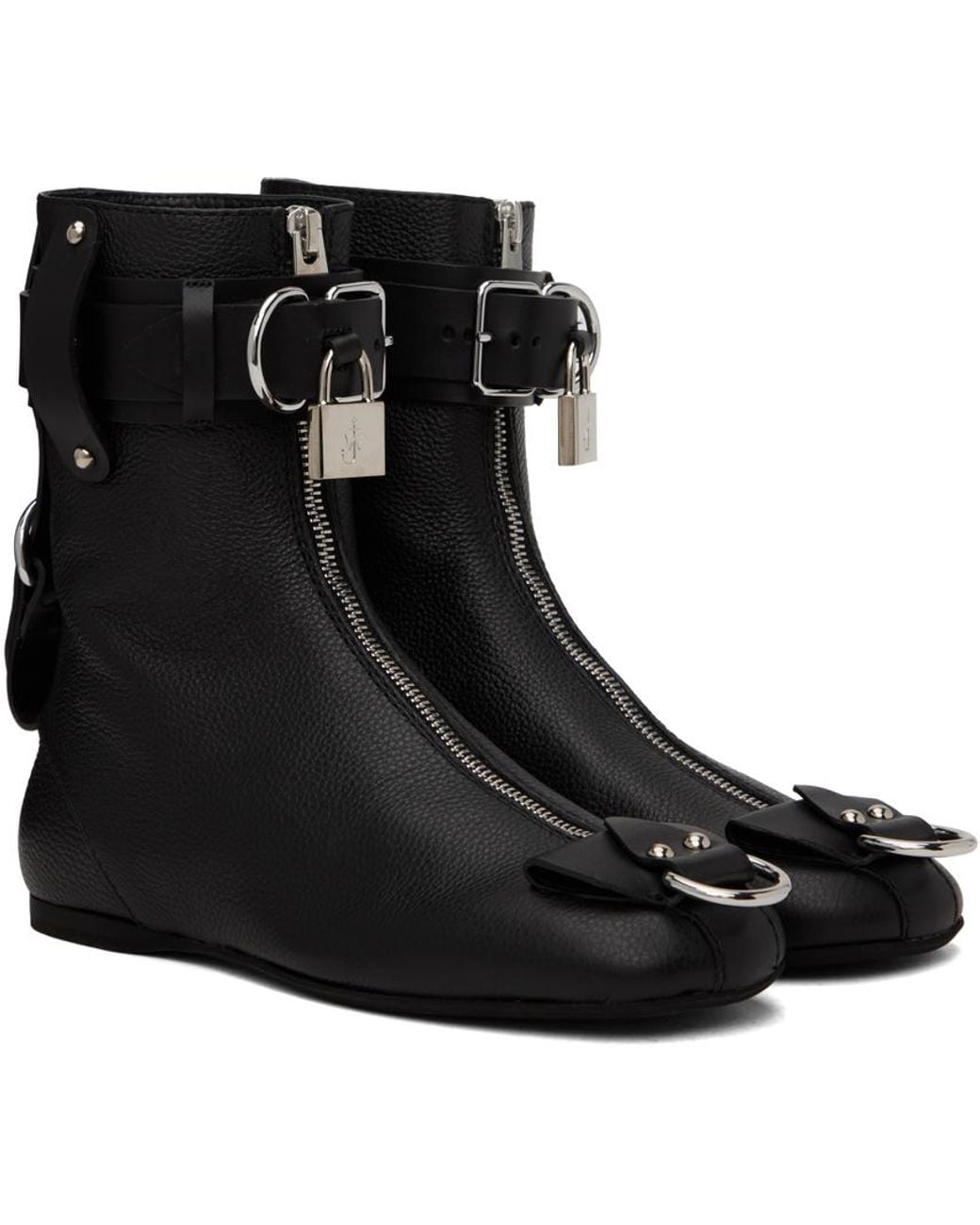 J.W. Anderson Black Padlock Ankle Boots
