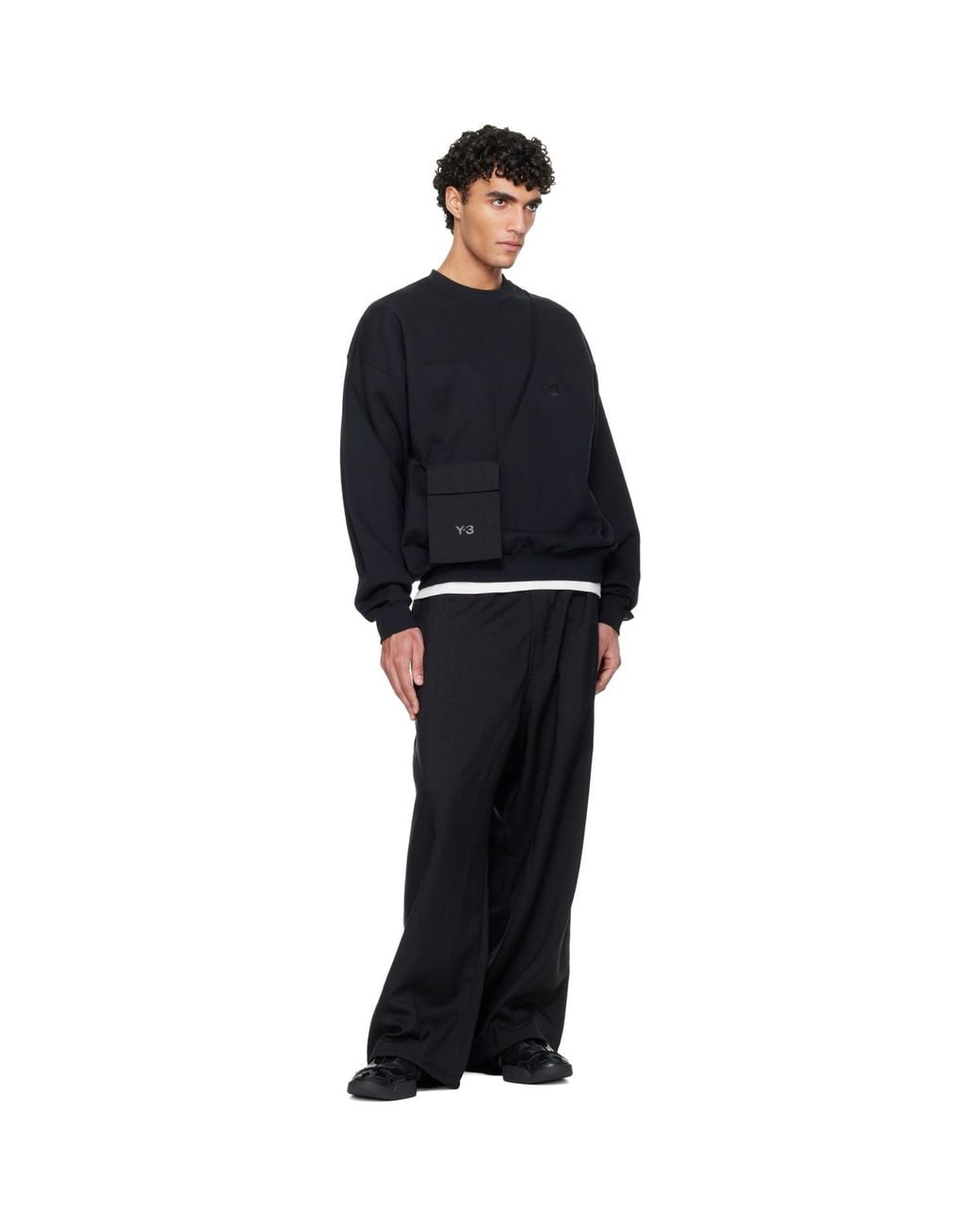 Y-3 Black Regu Leather Sneakers for men