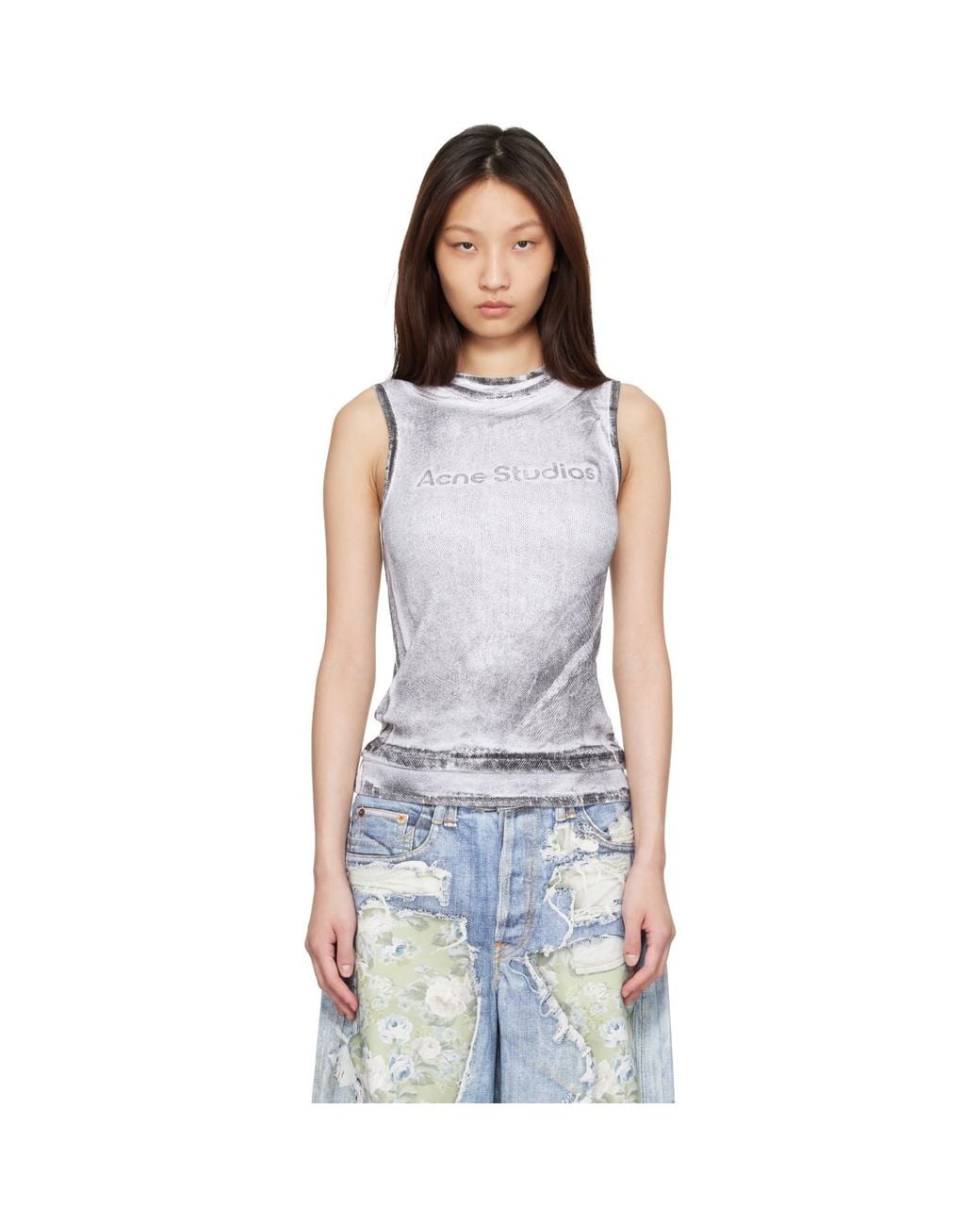 Acne Black Layered Logo Tank Top