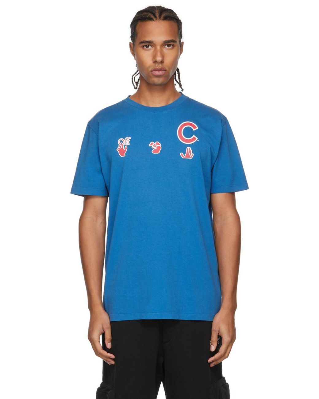 Off-White c/o Virgil Abloh Blue Mlb Edition Chicago Cubs T-shirt for Men