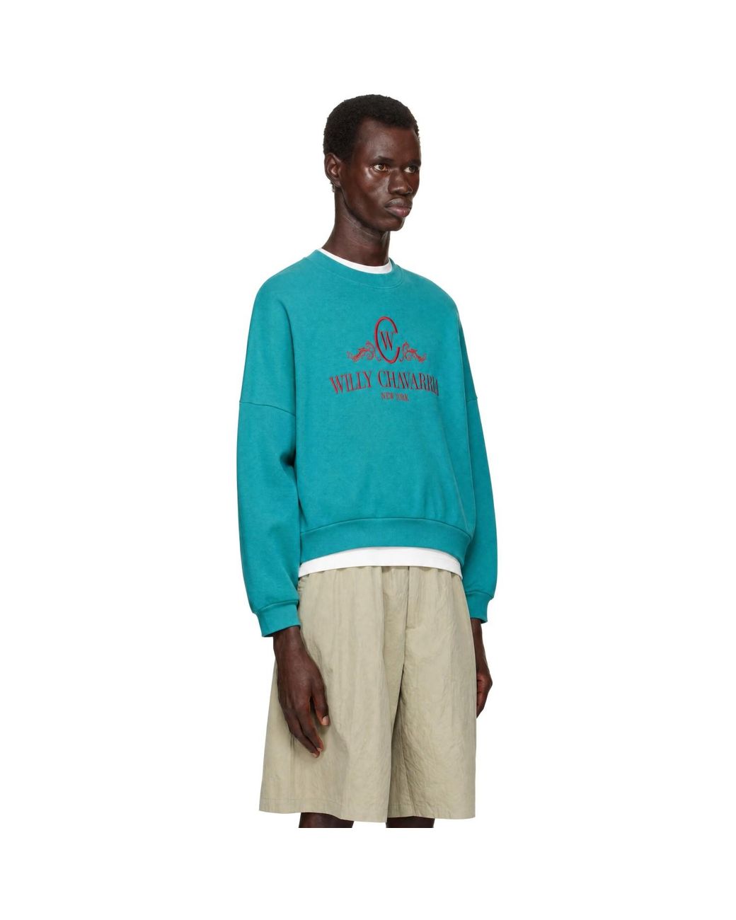 Willy Chavarria Blue Os Chavantino Hooligan Crewneck Sweatshirt for men