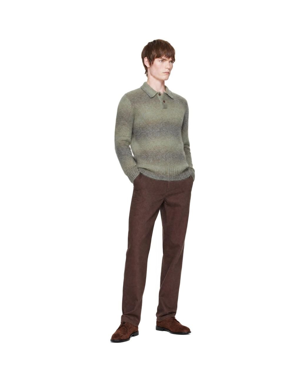 Palmes Gray Alpaca Ls Knit Polo Sweater for men