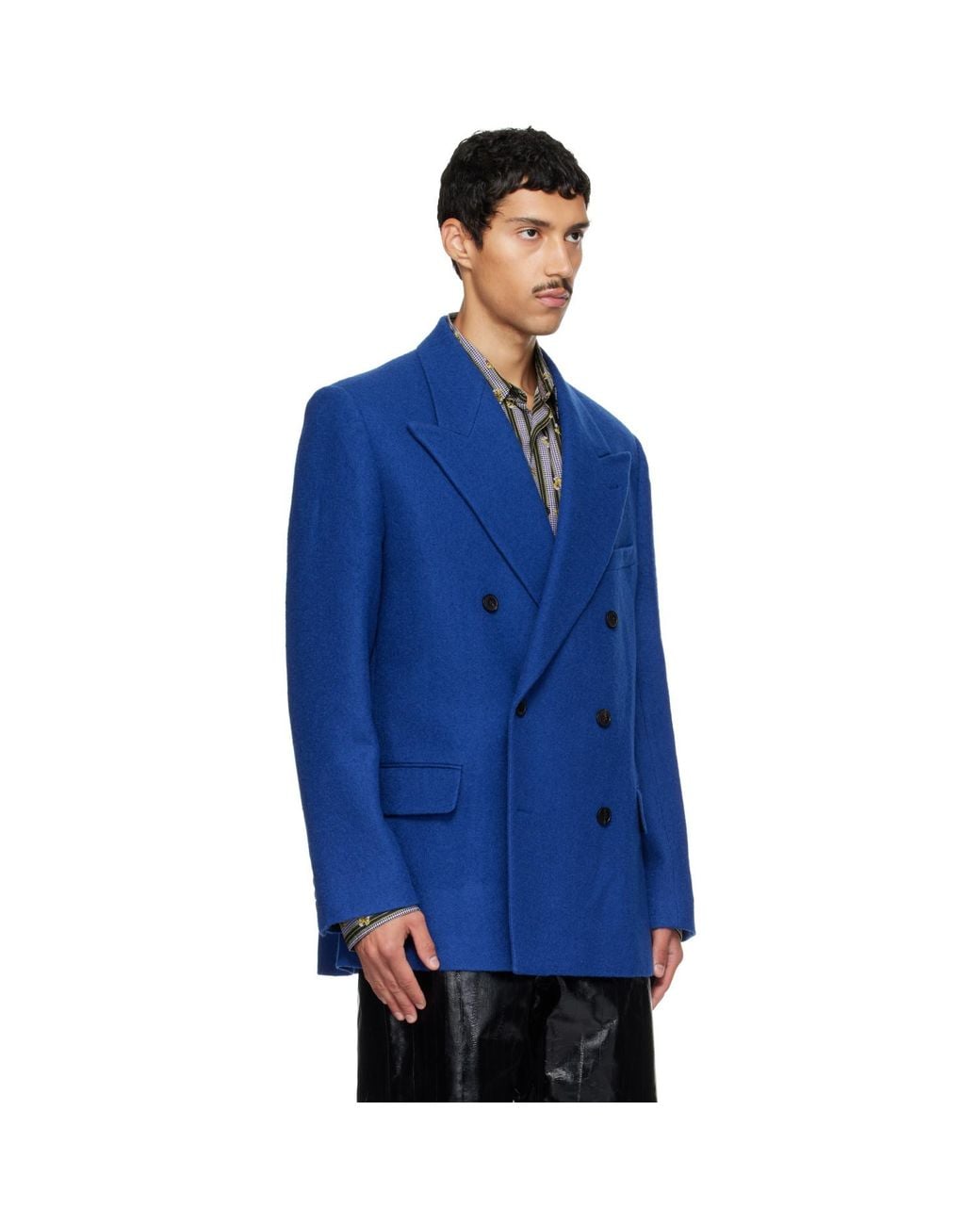 Dries Van Noten Blue Oversized Wool Blazer for men