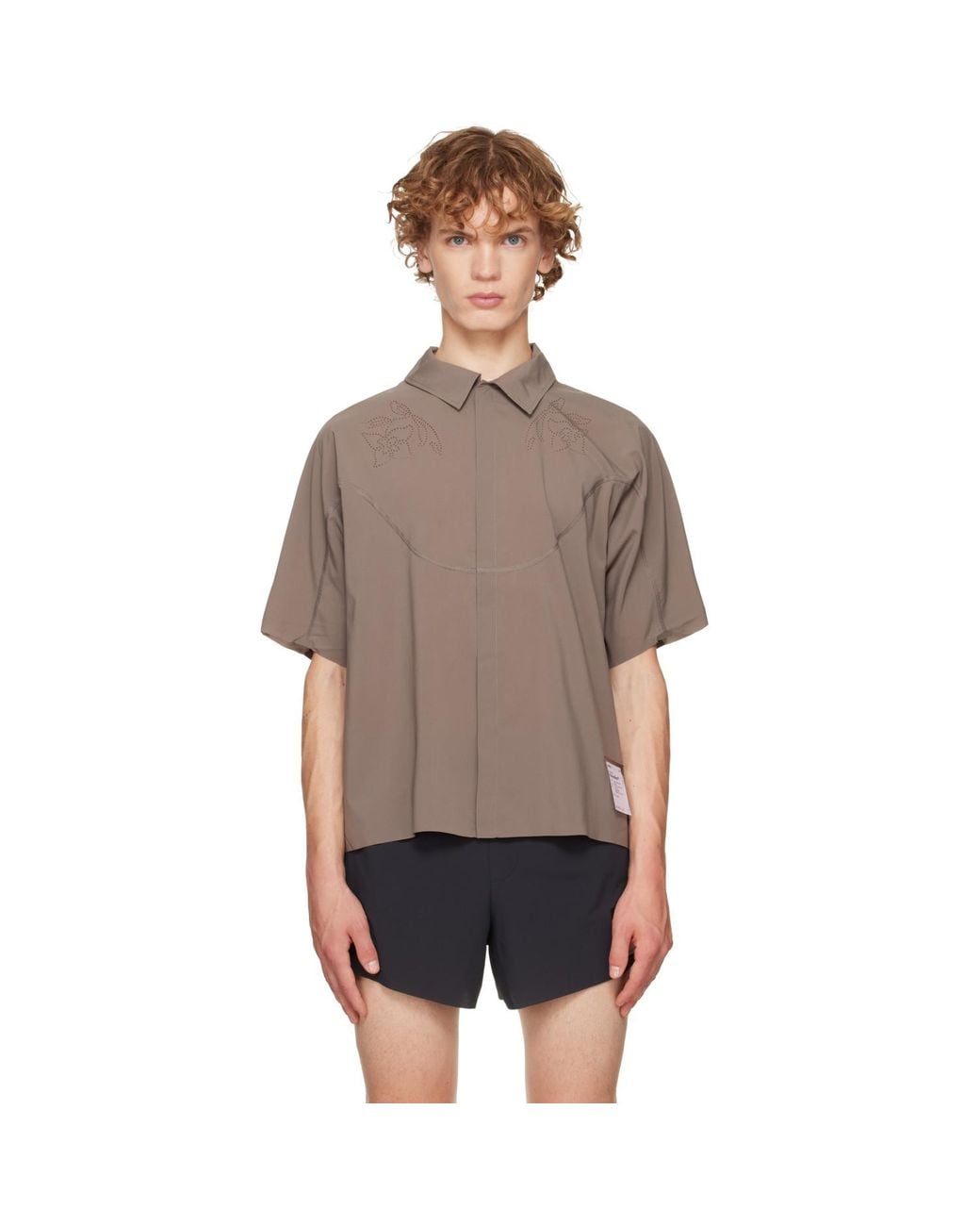 Satisfy Gray Taupe Peaceshell River Short Sleeves Shirt for men