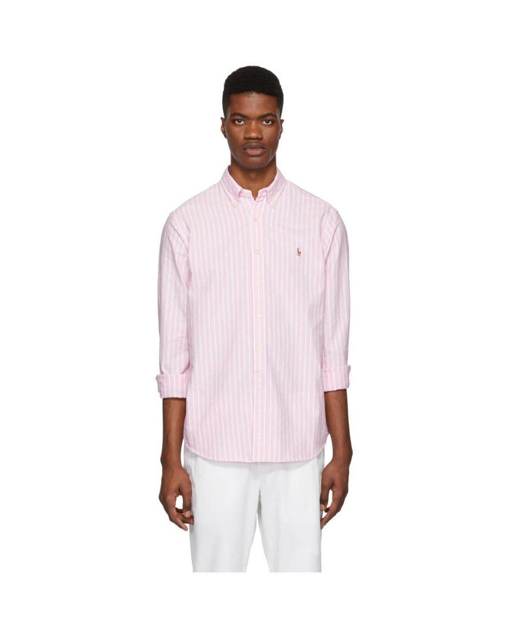 Polo Ralph Lauren Pink And White Striped Oxford Shirt for Men | Lyst  Australia