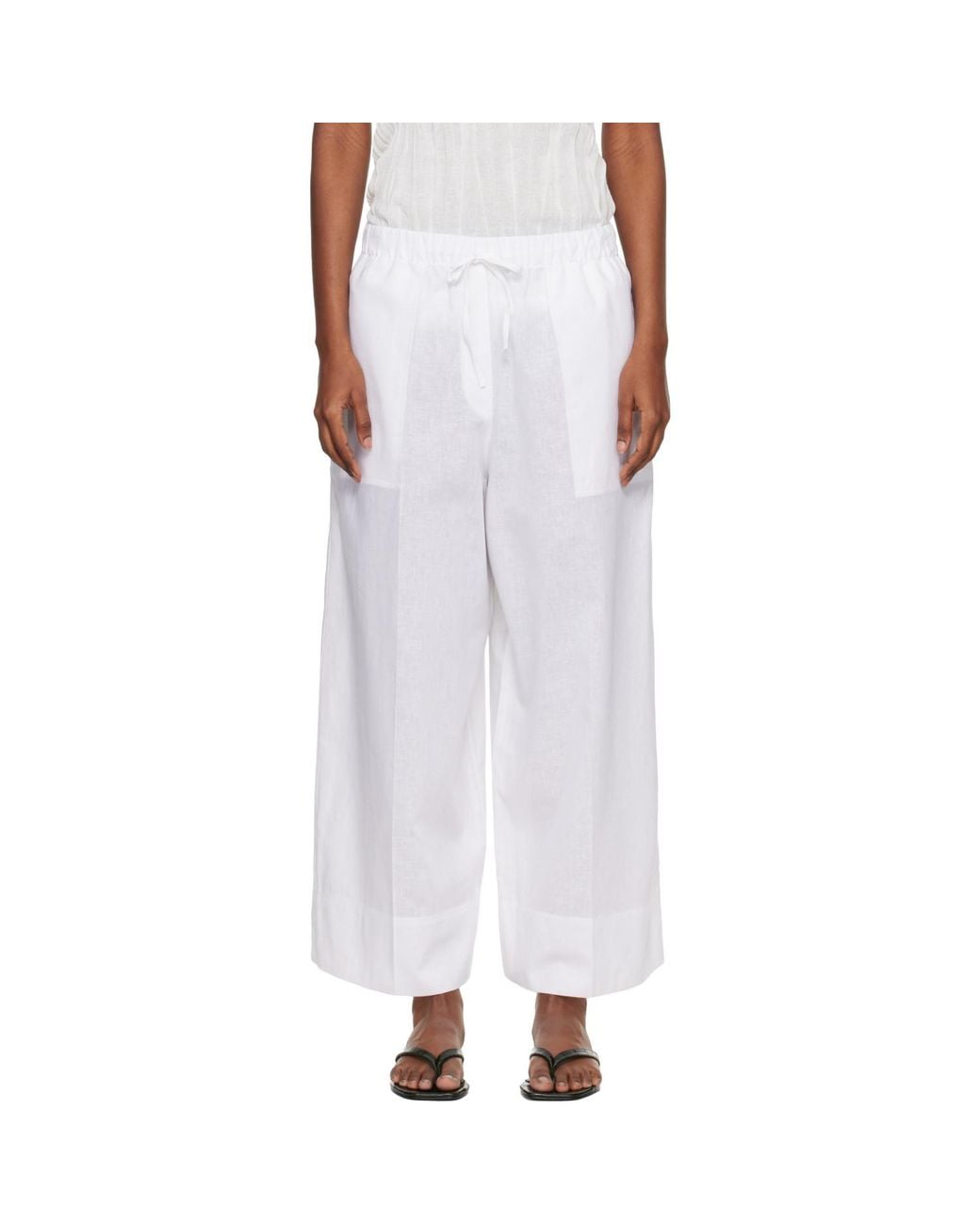 Totême White Wide Summer Trousers