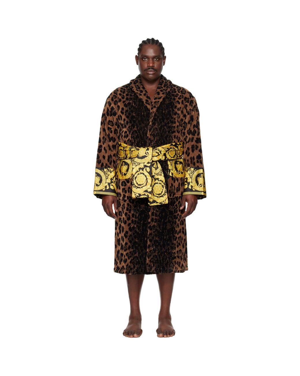 Versace Black Wild Barocco Wild Bathrobe for men