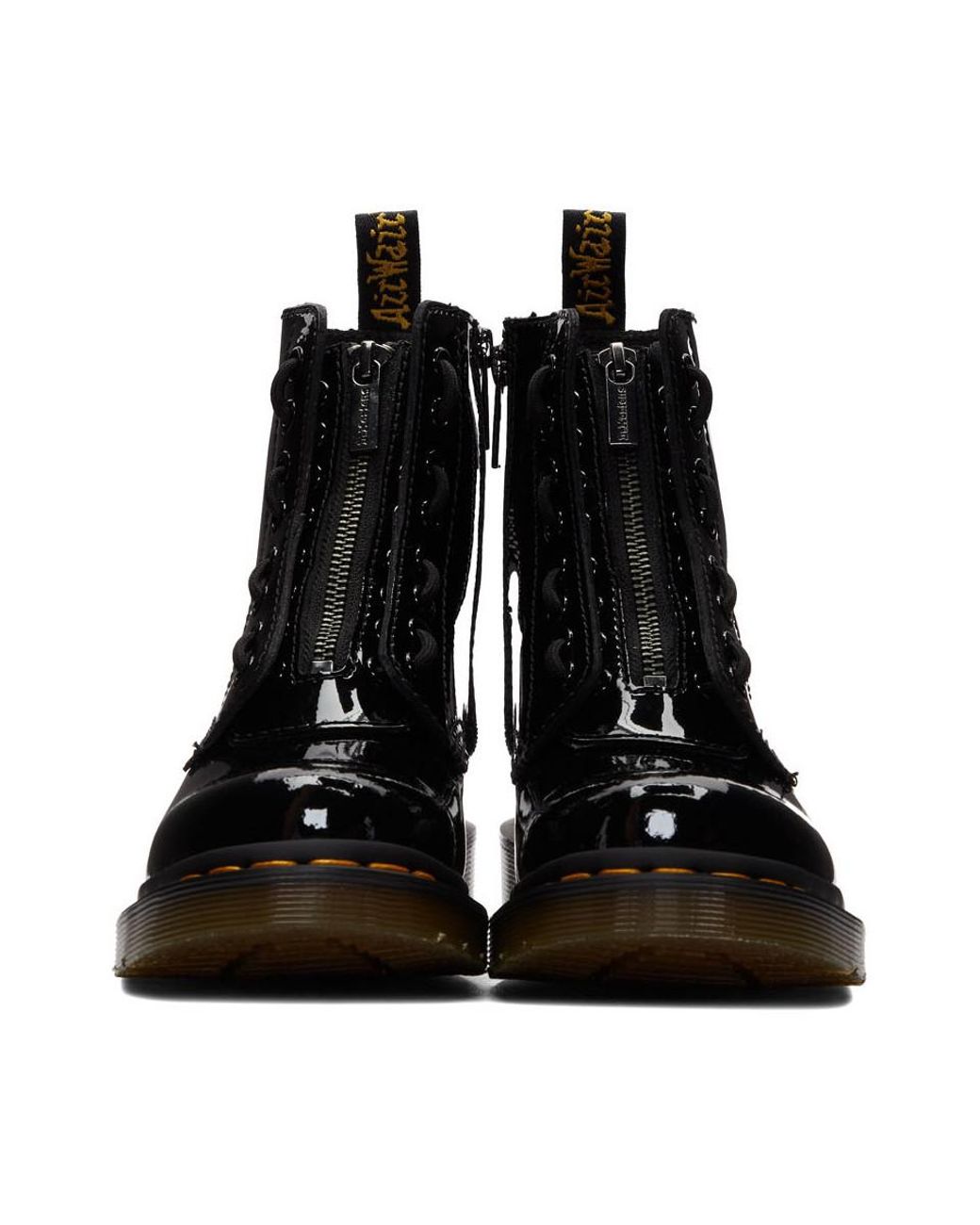 Dr. Martens Black Patent 1460 Pascal Front Zip Boots | Lyst