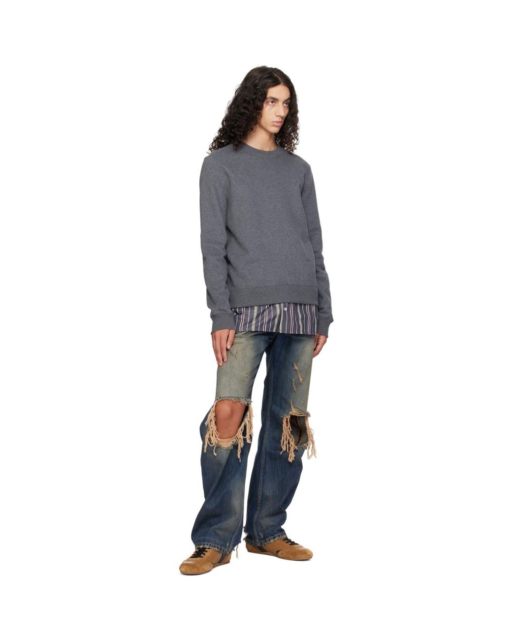 Pull Molletonné Étagé Gris Lanvin pour homme en coloris Gray