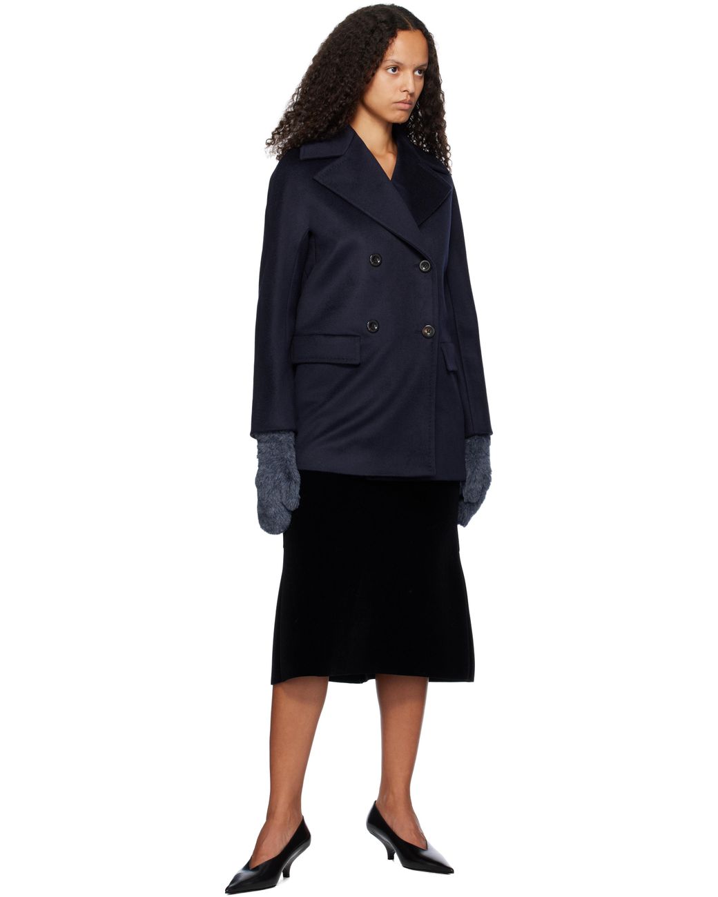 【関税込み】Max Mara ブラック Kent ショート ピーコート Black Kent Short Peacoat by Max Mara on Sale