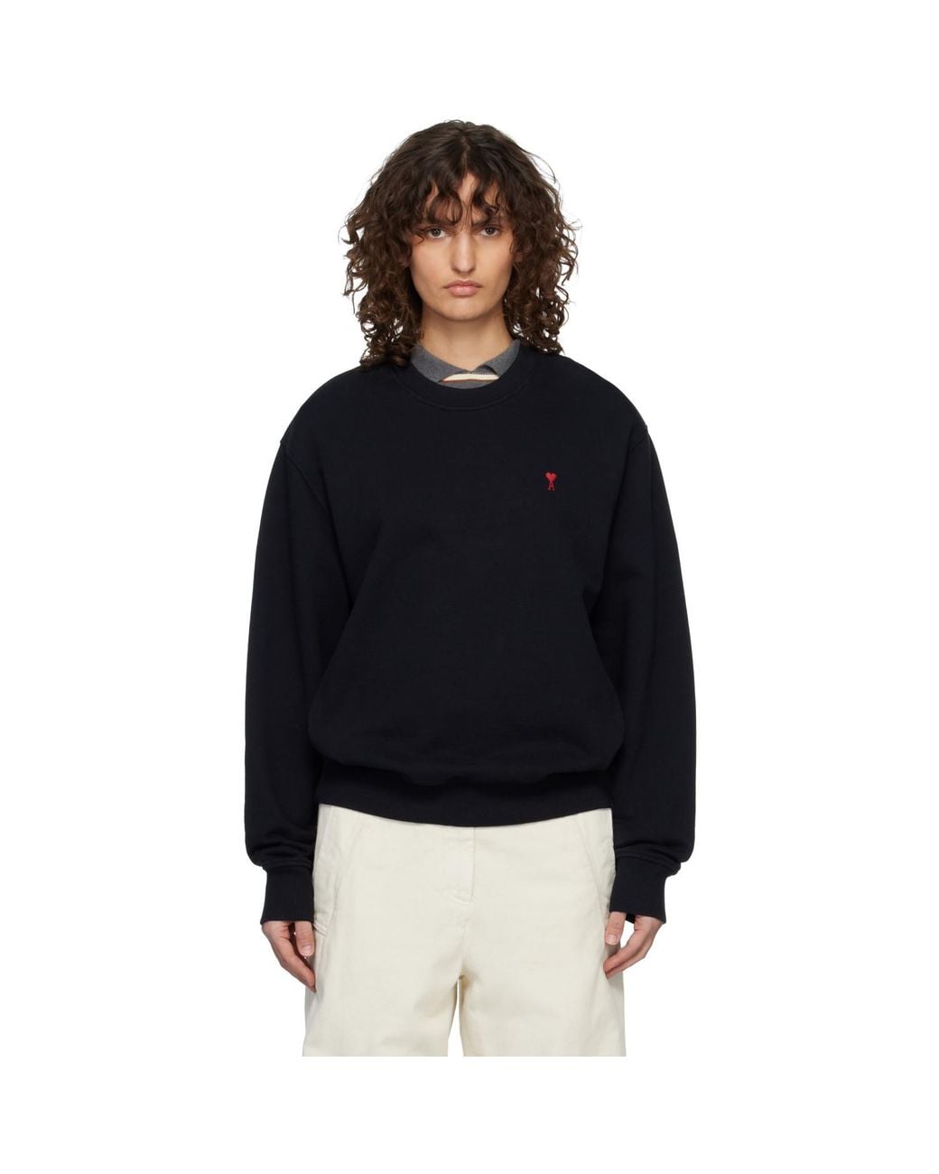 AMI Black Cotton Ami De Coeur Sweatshirt