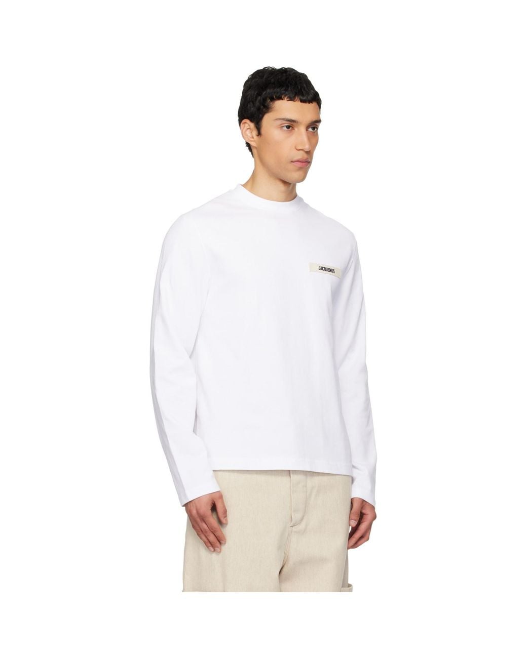 Jacquemus White 'The Gros Grain Long-Sleeve' T-Shirt for men