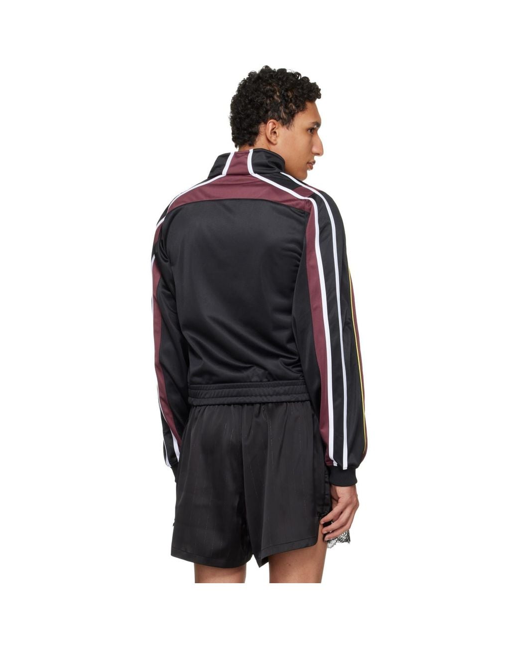 Martine Rose Black Burgundy Shrunken Track Jacket for men