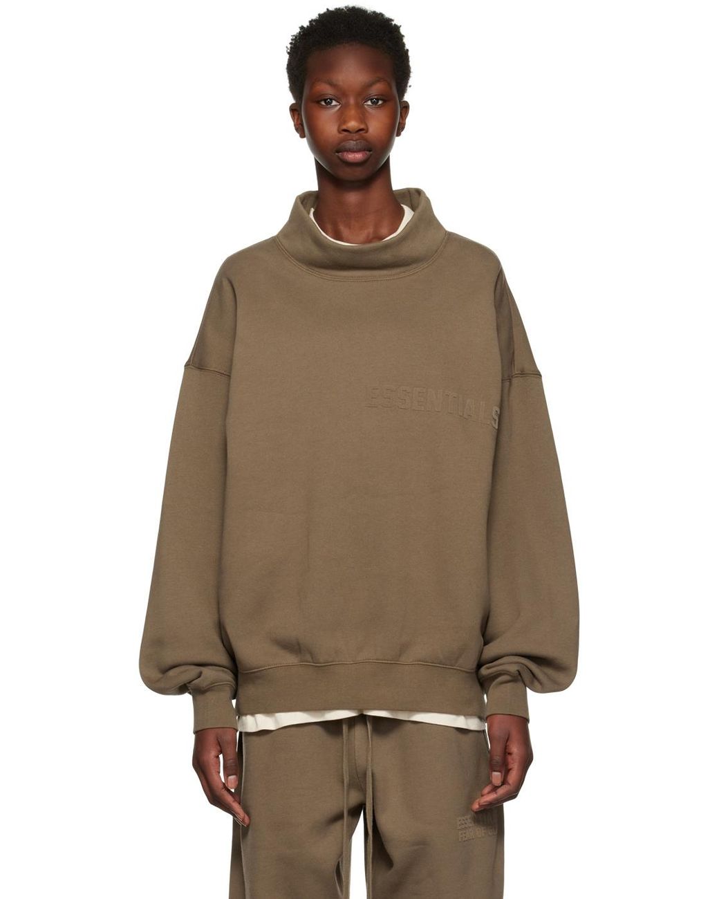 Fear Of God Mock Neck Sweatshirt in Brown Lyst UK