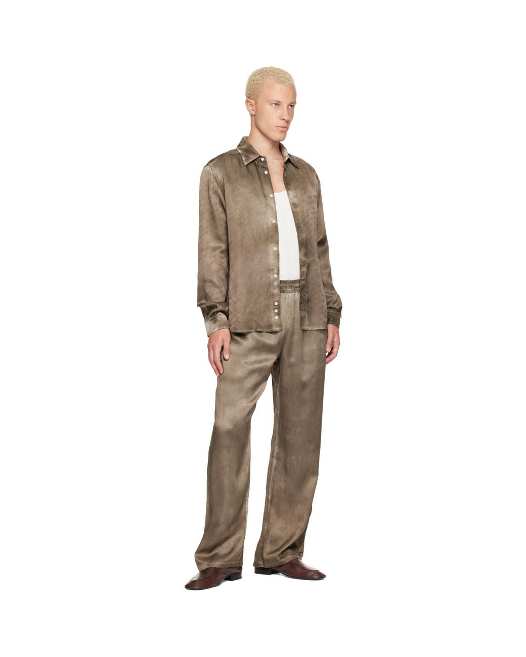 DIESEL Brown Wrinkled Satin Track Pants for men