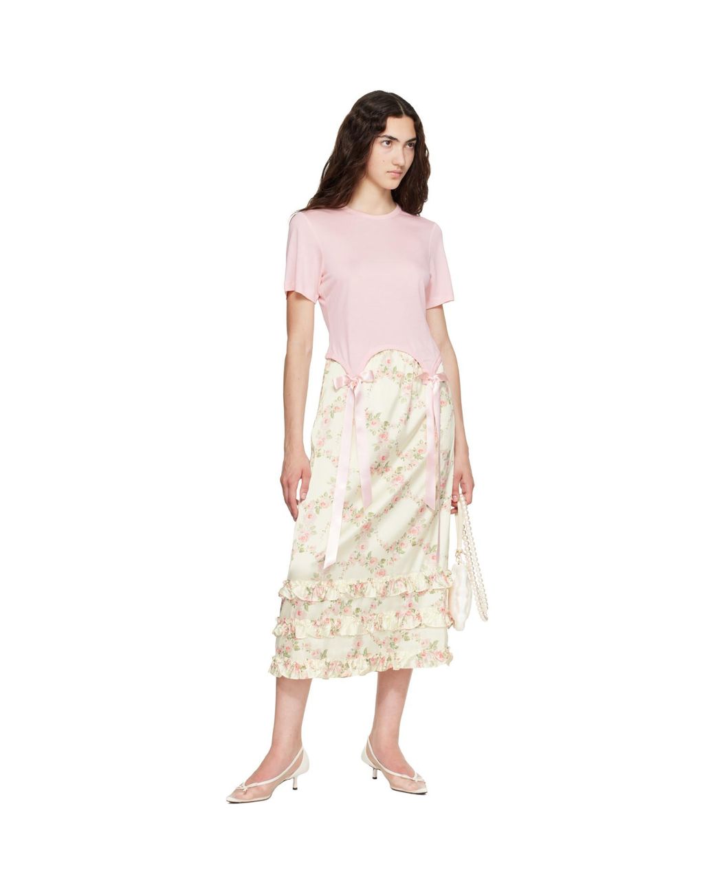 Simone Rocha Pink Bow Tail Easy T-Shirt